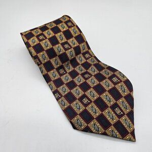 Vintage UPS Silk Tie Geometric Pattern Red gold Countess Mara Classic stytle